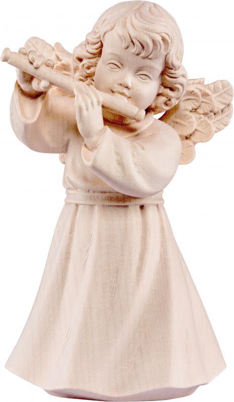statuina dell'angioletto con flauto traverso, linea da 14 cm, in legno naturale, collezione angeli sissi - demetz deur