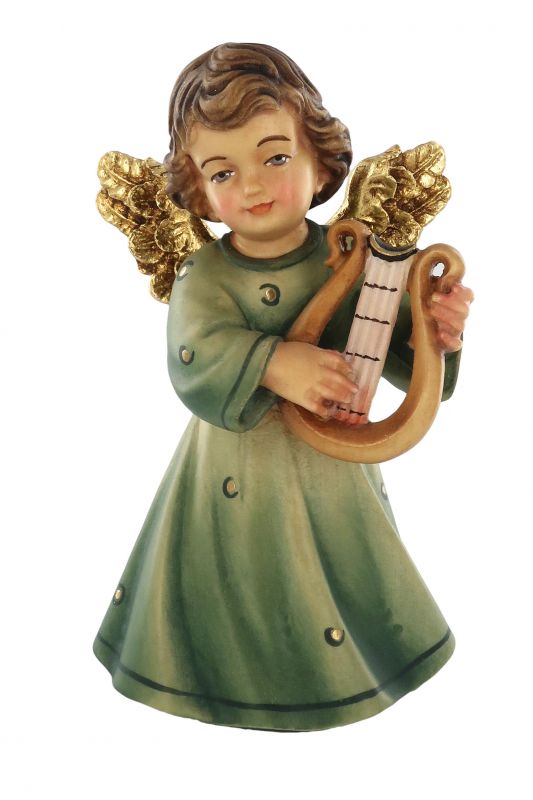 statuina dell'angioletto con lira, linea da 14 cm, in legno dipinto a mano, collezione angeli sissi - demetz deur