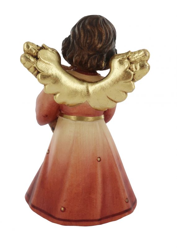 statuina dell'angioletto con orsacchiotto, linea da 14 cm, in legno dipinto a mano, collezione angeli sissi - demetz deur