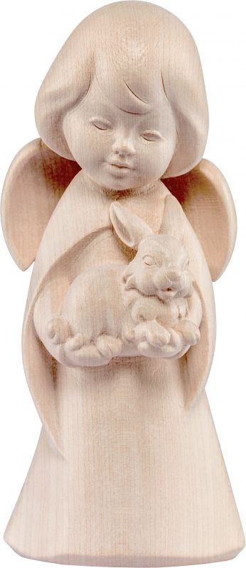 angelo sognatore con coniglietto - demetz - deur - statua in legno dipinta a mano. altezza pari a 16 cm.