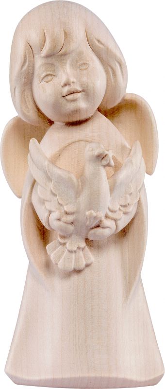 statuina dell'angioletto con colomba, linea da 6 cm, in legno naturale, collezione angeli sognatori - demetz deur