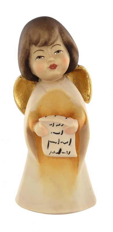 statuina dell'angioletto che canta, linea da 11 cm, in legno dipinto a mano, collezione angeli sognatori - demetz deur