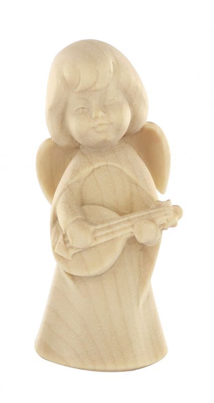 statuina dell'angioletto con mandolino, linea da 6 cm, in legno naturale, collezione angeli sognatori - demetz deur