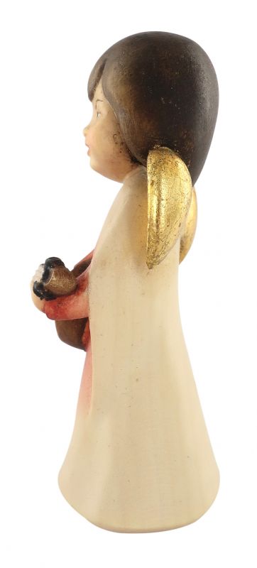statuina dell'angioletto con mandolino, linea da 8 cm, in legno dipinto a mano, collezione angeli sognatori - demetz deur