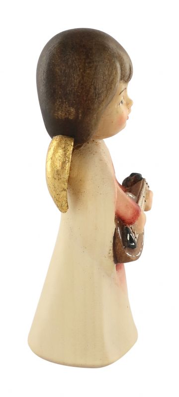 statuina dell'angioletto con mandolino, linea da 8 cm, in legno dipinto a mano, collezione angeli sognatori - demetz deur