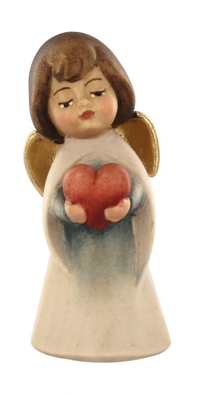 statuina dell'angioletto con cuore, linea da 6 cm, in legno dipinto a mano, collezione angeli sognatori - demetz deur