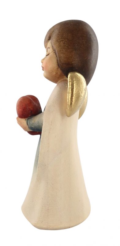 statuina dell'angioletto con cuore, linea da 6 cm, in legno dipinto a mano, collezione angeli sognatori - demetz deur