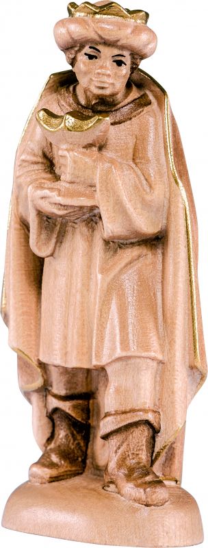 re casparre b.k. - demetz - deur - statua in legno dipinta a mano. altezza pari a 7 cm.
