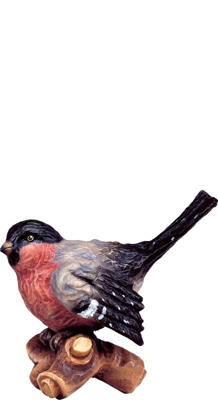 uccellino sul ramo b.k. rosso - demetz - deur - statua in legno dipinta a mano. altezza pari a 15 cm.