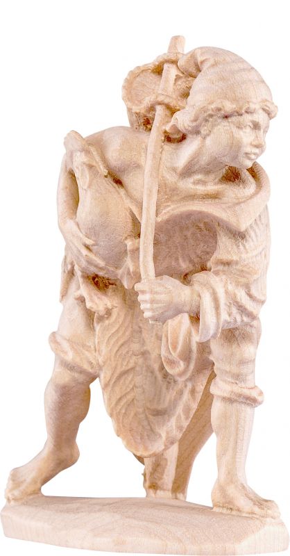 pastore con gallo d.k. - demetz - deur - statua in legno dipinta a mano. altezza pari a 27 cm.