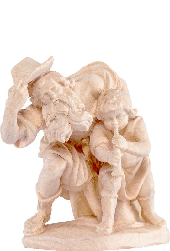 pastore inginocchiato d.k. - demetz - deur - statua in legno dipinta a mano. altezza pari a 20 cm.