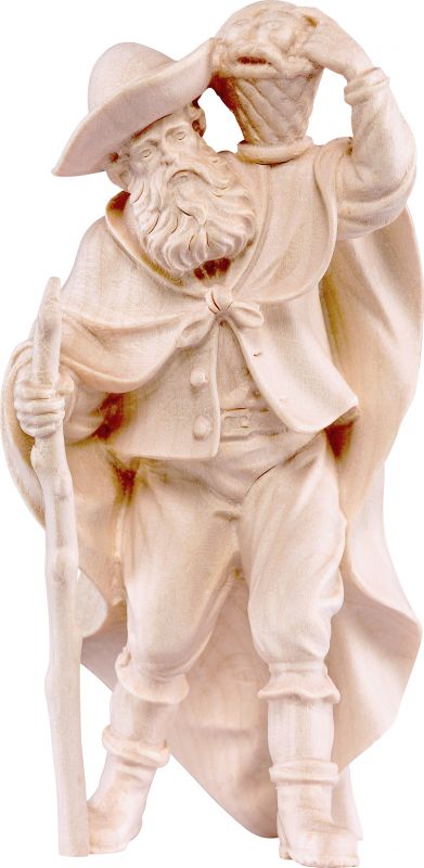 pastore con frutta h.k. - demetz - deur - statua in legno dipinta a mano. altezza pari a 9 cm.
