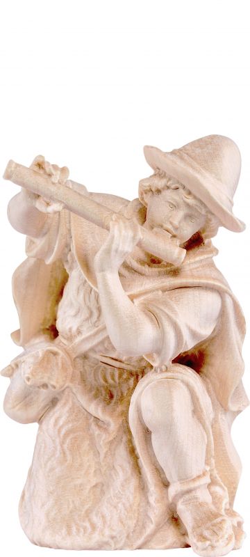 pastore inginocchiato h.k. - demetz - deur - statua in legno dipinta a mano. altezza pari a 42 cm.