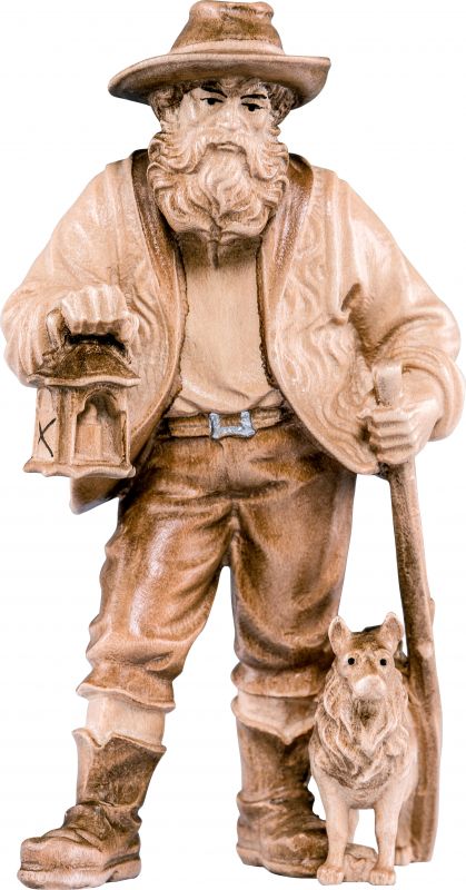 pastore con lanterna h.k. - demetz - deur - statua in legno dipinta a mano. altezza pari a 42 cm.