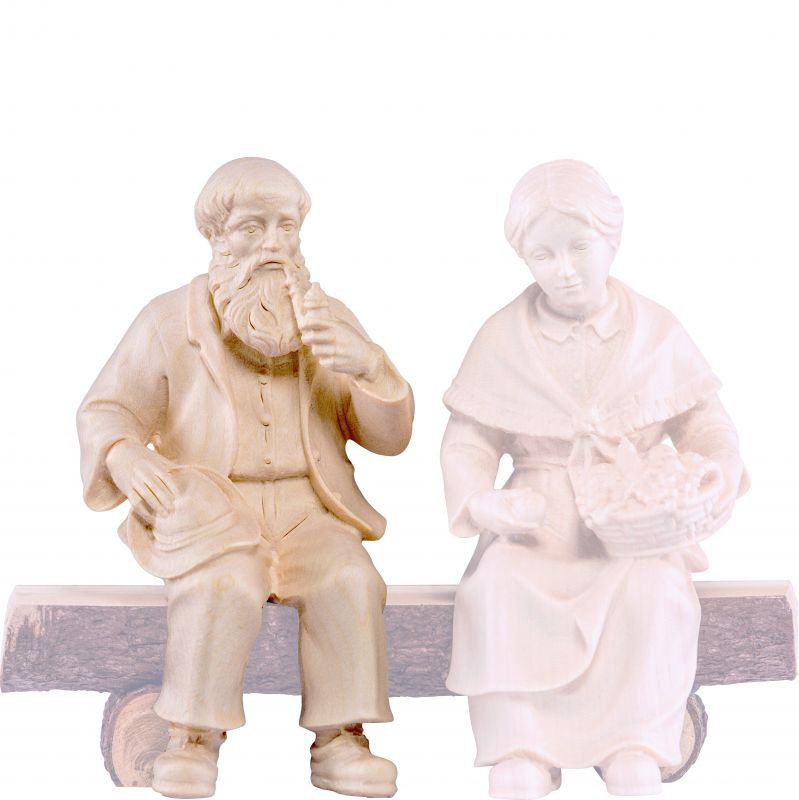 nonno seduto h.k. - demetz - deur - statua in legno dipinta a mano. altezza pari a 18 cm.