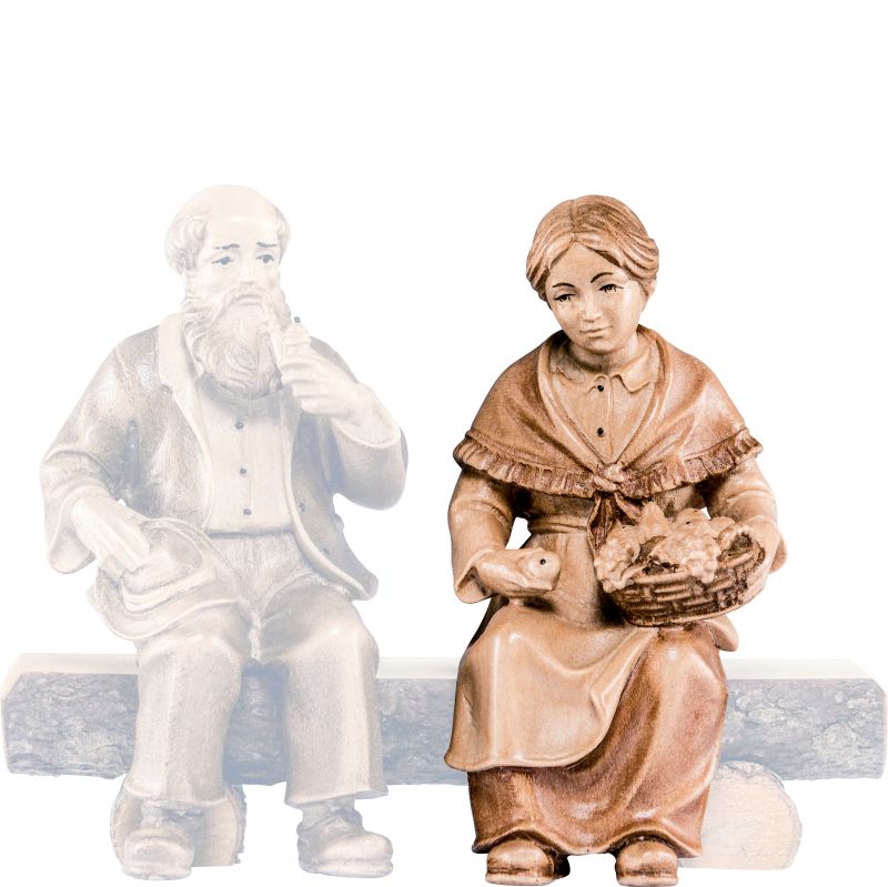 nonna seduta h.k. - demetz - deur - statua in legno dipinta a mano. altezza pari a 11 cm.