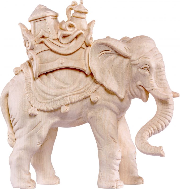 elefante con carico h.k. - demetz - deur - statua in legno dipinta a mano. altezza pari a 15 cm.
