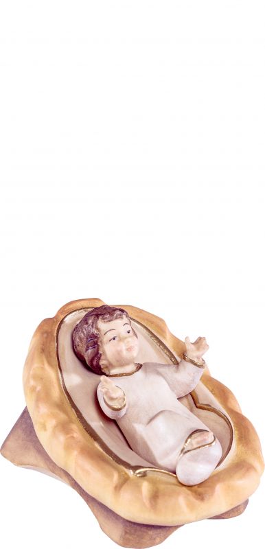 gesù bambino con culla artis - demetz - deur - statua in legno dipinta a mano. altezza pari a 40 cm.