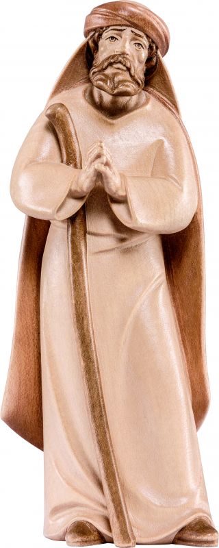 pastore con bastone artis - demetz - deur - statua in legno dipinta a mano. altezza pari a 20 cm.