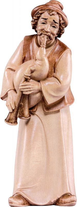 pastore con cornamusa artis - demetz - deur - statua in legno dipinta a mano. altezza pari a 10 cm.