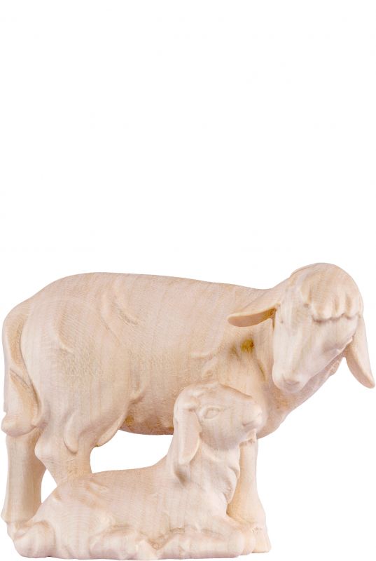 pecora con agnello artis - demetz - deur - statua in legno dipinta a mano. altezza pari a 40 cm.
