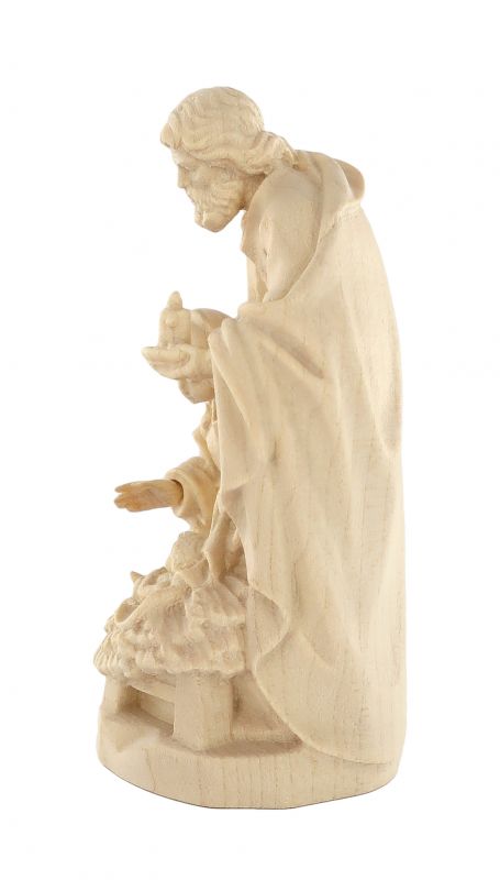 statuina natività: gesù, giuseppe e maria, linea da 10 cm, in legno naturale, serie avvento - demetz deur