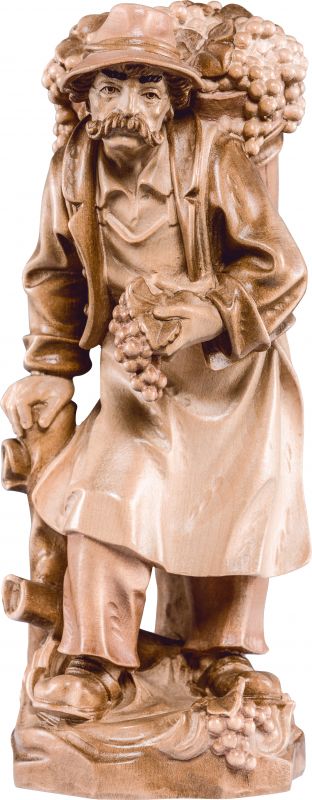vendemmiatore - demetz - deur - statua in legno dipinta a mano. altezza pari a 40 cm.