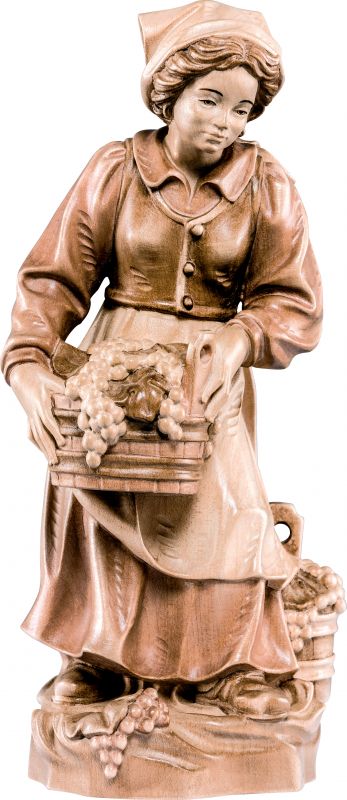 vendemmiatrice - demetz - deur - statua in legno dipinta a mano. altezza pari a 25 cm.