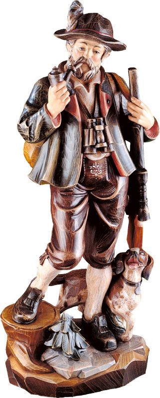 cacciatore - demetz - deur - statua in legno dipinta a mano. altezza pari a 10 cm.