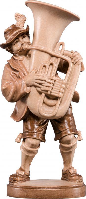musicista con tuba - demetz - deur - statua in legno dipinta a mano. altezza pari a 50 cm.