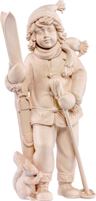 ragazza con sci - demetz - deur - statua in legno dipinta a mano. altezza pari a 10 cm.