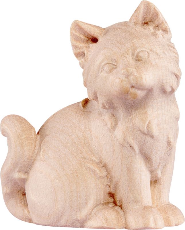 gatto grigio - demetz - deur - statua in legno dipinta a mano. altezza pari a 17 cm.