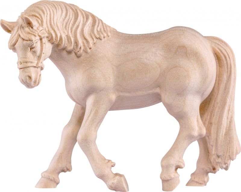cavallo haflinger cm 11 statua in legno naturale. demetz-deur
