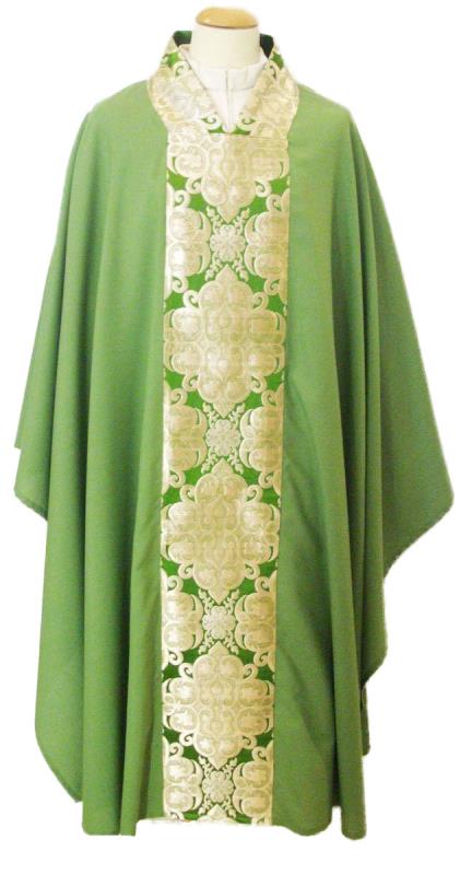 casula verde in lana stolone damascato