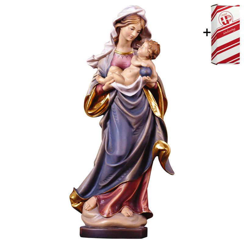 madonna mauch + box regalo. 40 cm.scolpito in legn