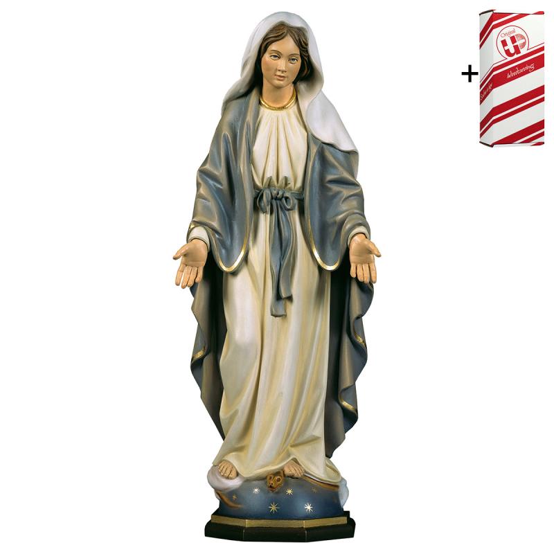 madonna miracolosa + box regalo. 46 cm.scolpito in