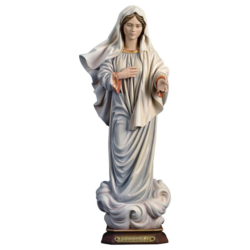 madonna di medjugorje. 23 cm.scolpito in legno di