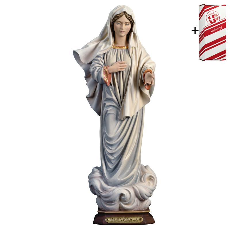 madonna di medjugorje + box regalo. 12 cm.scolpito