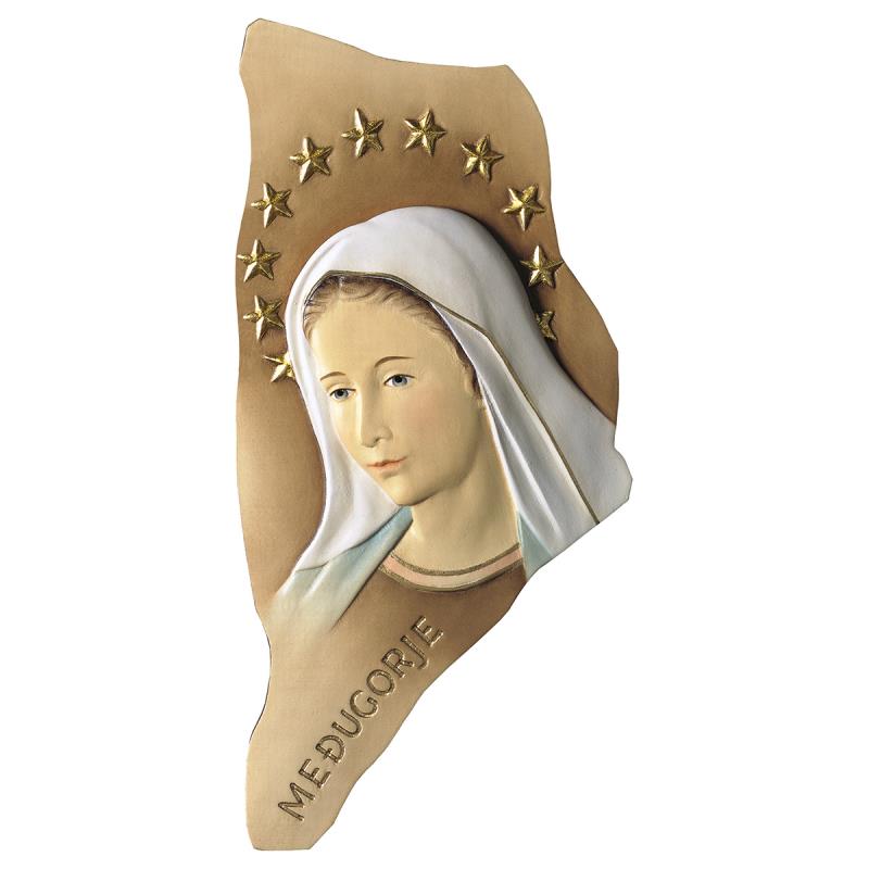 rilievo madonna di medjugorje con stellario. 8 cm.