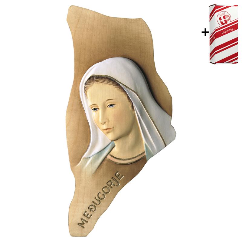 rilievo madonna di medjugorje + box regalo. 32 cm.