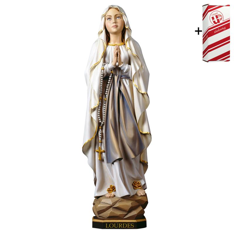 madonna di lourdes + box regalo. 46 cm.scolpito in