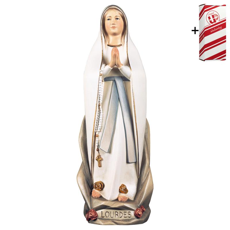 madonna di lourdes stilizzata + box regalo. 23 cm.