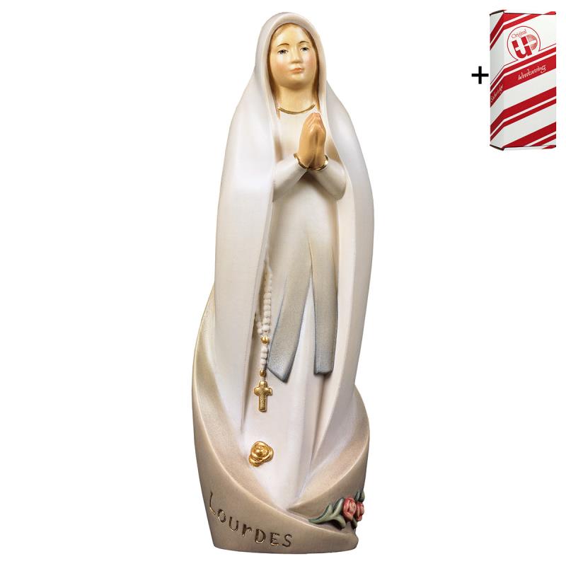 madonna di lourdes moderna + box regalo. 30 cm.sco