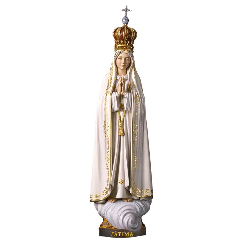 madonna di fátima capelinha con corona legno di