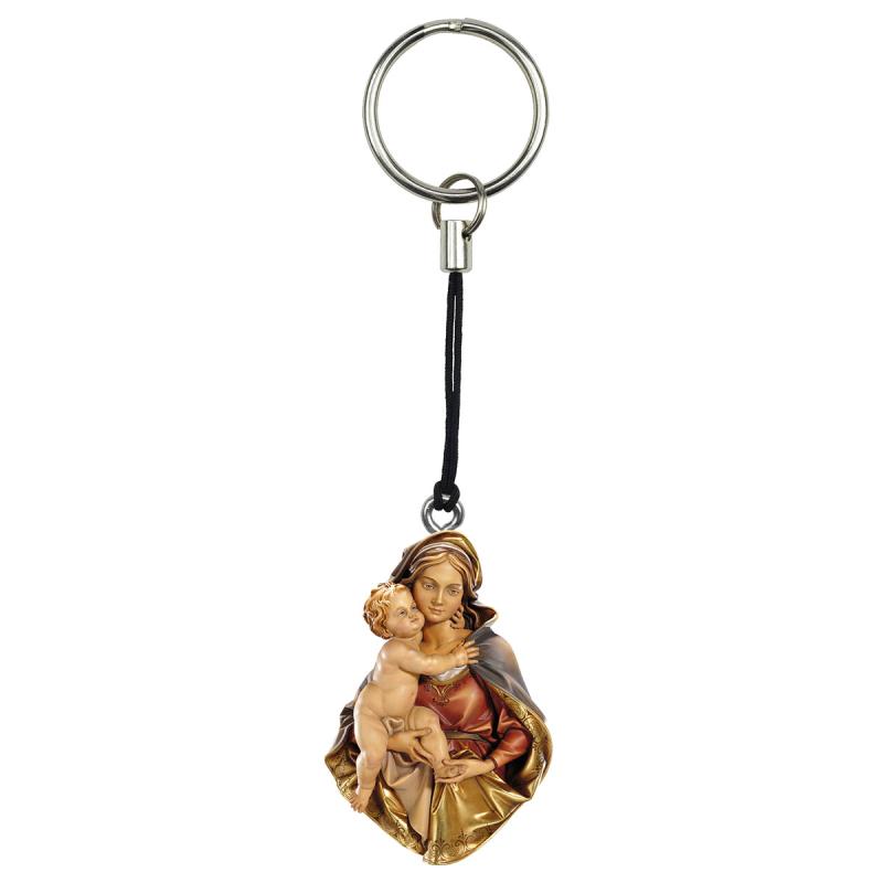madonna busto portachiavi. 5 cm.scolpito in legn