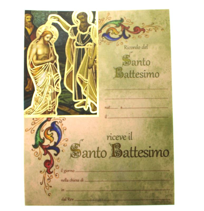 pergamena ricordo sacramenti cm 18x24 battesimo girali oro