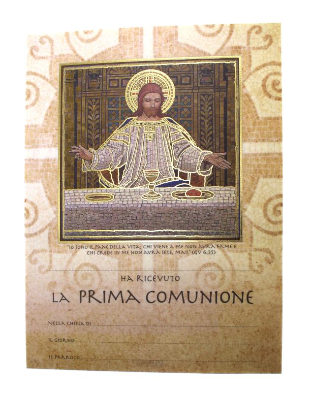 pergamena ricordo sacramenti cm 18x24 prima comunione mosaico
