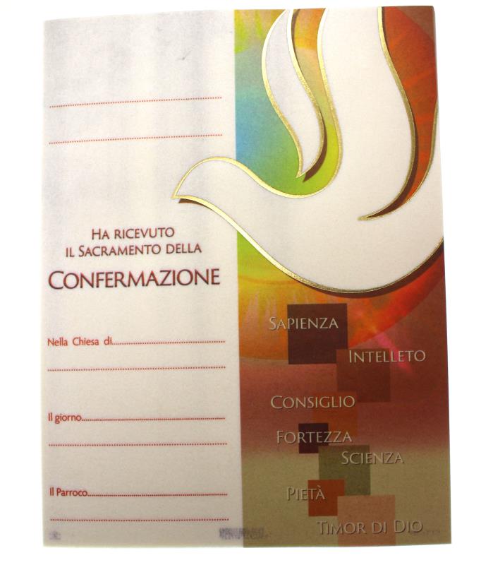 pergamena ricordo sacramenti cm 18x24 cresima 7 doni