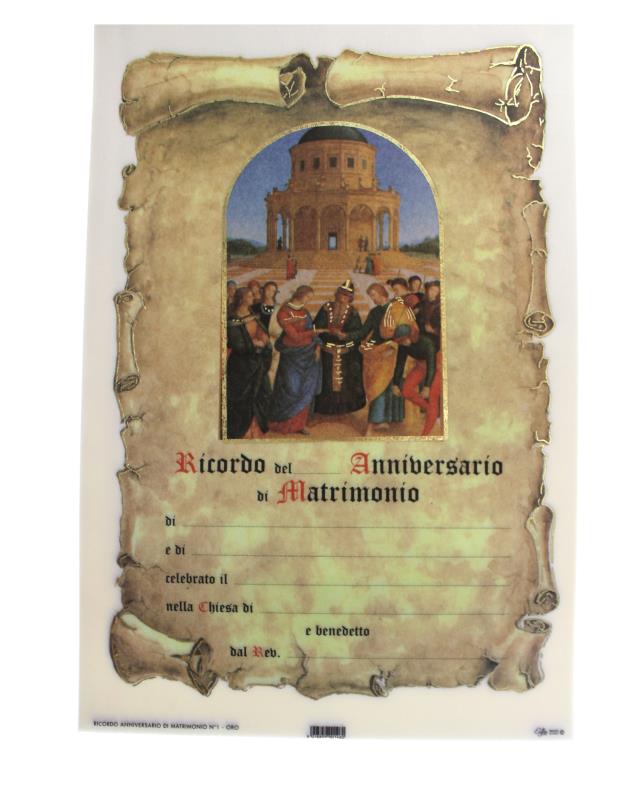 Pergamena Ricordo Sacramenti Cm 18x24 Anniversario Di Nozze 1 Bomboniere