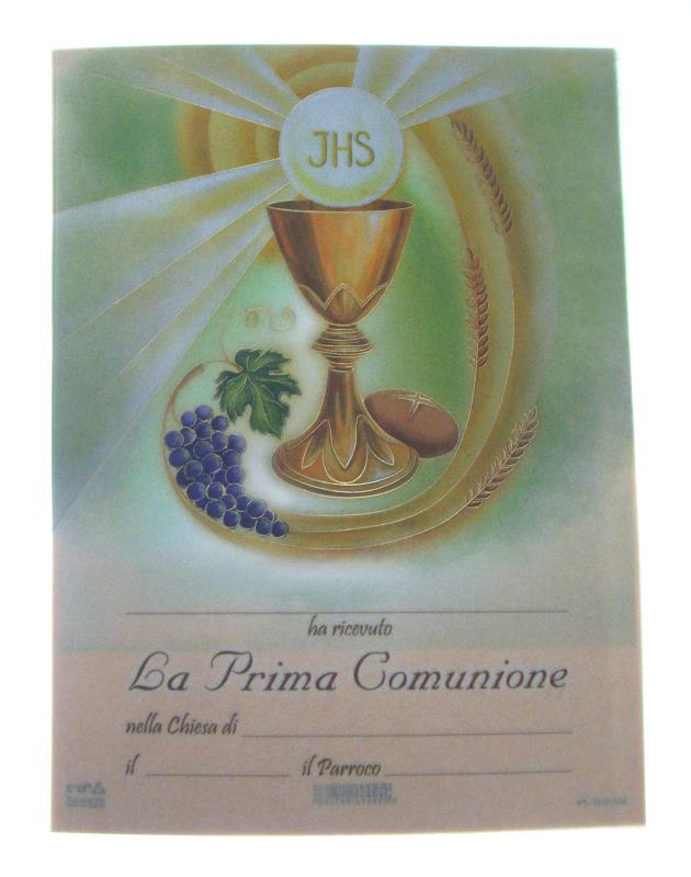 pergamena ricordo sacramenti cm 18x24 comunione uva pane calice